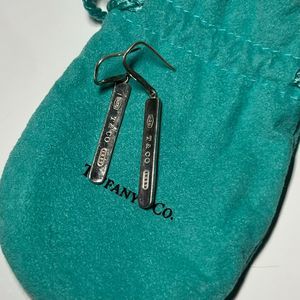 Tiffany & Co Sterling Silver 1837 Bar Drop Earrings